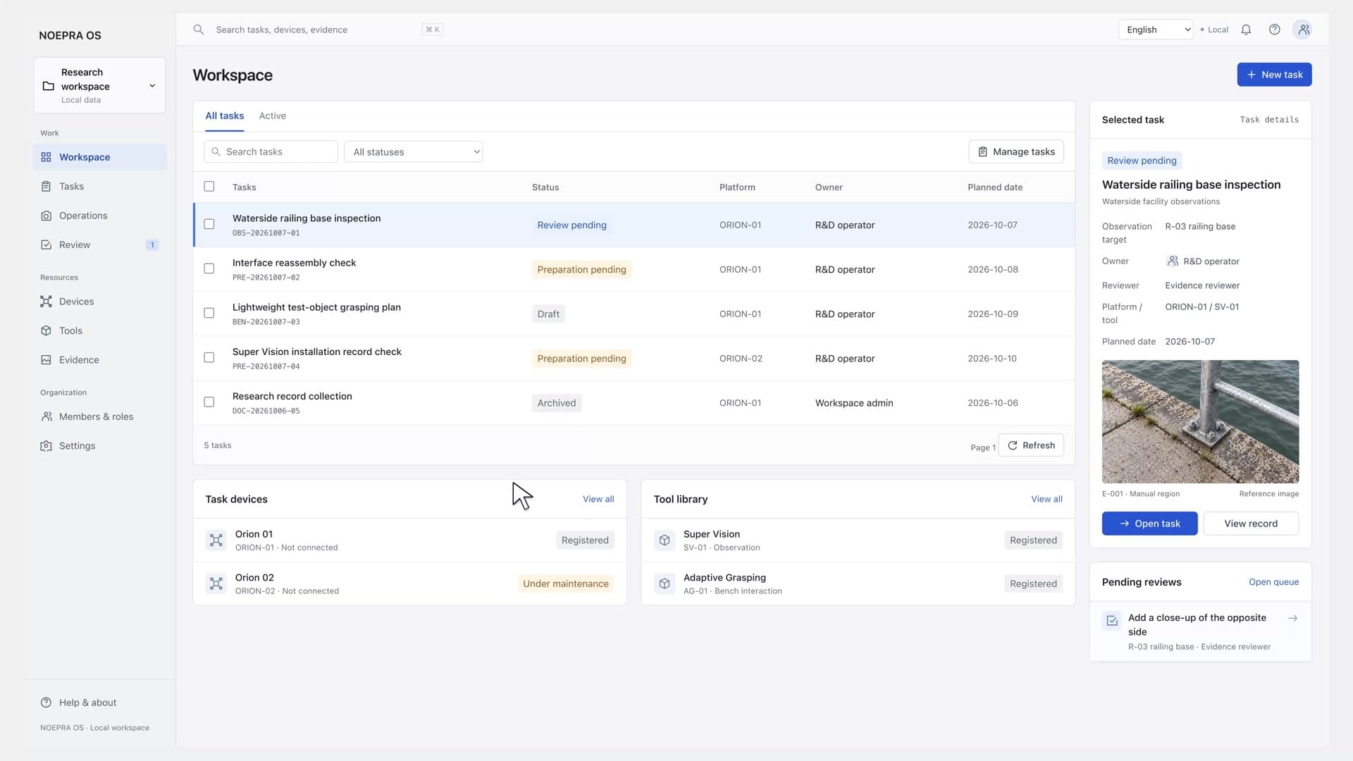 NOEPRA OS · English front-end demonstration still